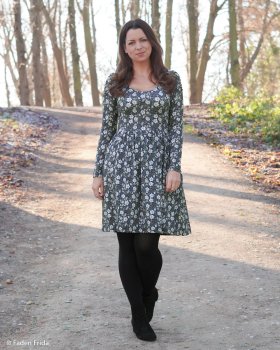 Preview: Modaljersey Just Flowers anthrazit/ naturweiss